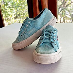 SUPERGA 2750 Kids Jcot Classic Sneakers light blue teal turquoise size 12.5